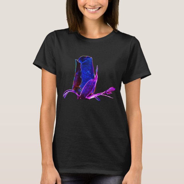 Camiseta Abstrato Art Blue Rosebud Natureza (Frente)