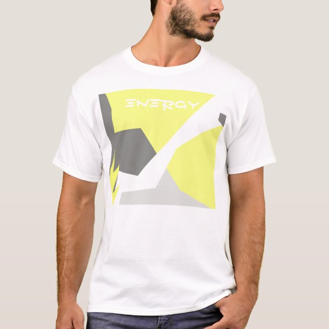 Camiseta Abstrato Art Energy Yellow Cinza (Frente)