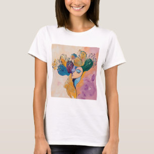 Camiseta Abstrato Art, Pintura Floral, Design moderno,
