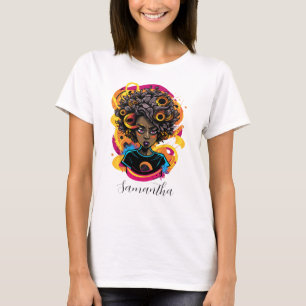 Camiseta Abstrato Artista Afro Mulher