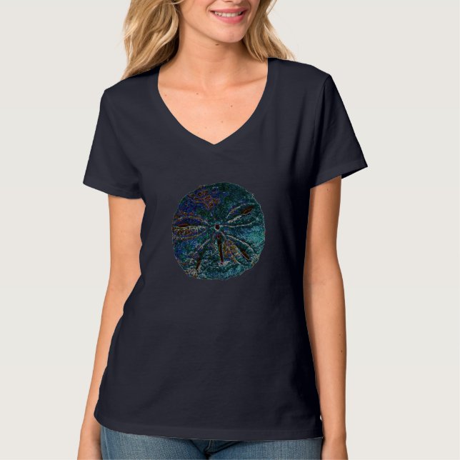 Camiseta Abstrato Artsy Blue Girly Gift Favor de Presente (Frente)