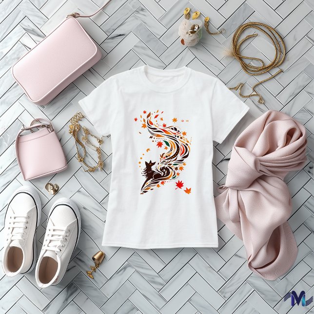 Camiseta Abstrato Autumn Fox Art Design (Criador carregado)