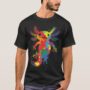 Camiseta Abstrato Axolotl Colorida Pintura Gráfico Mot
