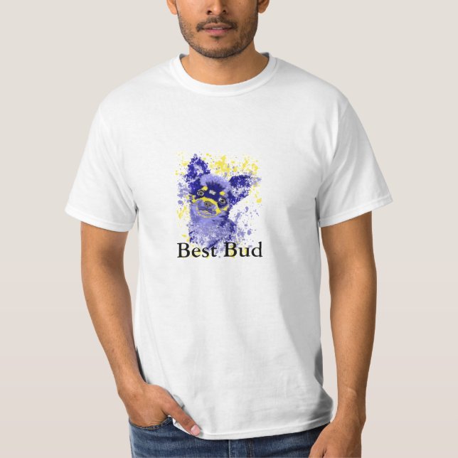 Camiseta Abstrato Blue Chihuahua T-Shirt (Frente)