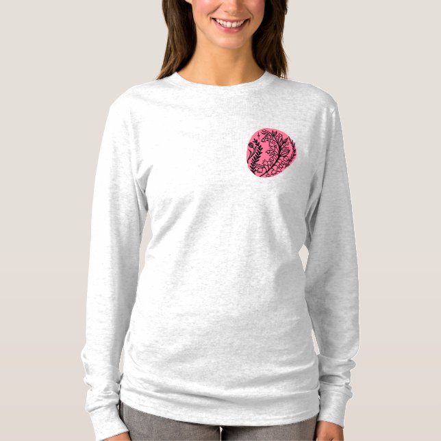 Camiseta Abstrato Boho Blob De Tinta Com Flores Silvestres (Frente)
