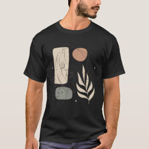 Camiseta Abstrato Boho Minimalista Feminina Linha do Rosto 