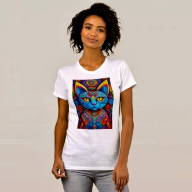 Camiseta Abstrato Cat com olhos amarelos (Criador carregado)