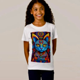 Camiseta Abstrato Cat com olhos amarelos