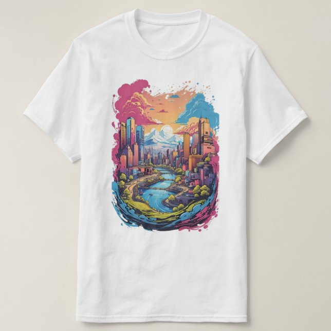 Camiseta Abstrato City Scene T-Shirt (Frente do Design)