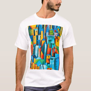 Camiseta Abstrato Cityscape Building Skyscrapts Art