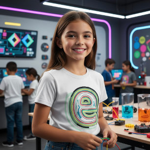 Camiseta Abstrato Color Letter E Girls