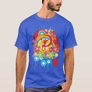 Camiseta Abstrato, Colorida Lâmpada Látea Placa Grafia Tee 