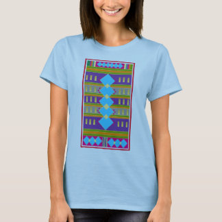 Camiseta Abstrato com Design multicoloração com Ouros Azuis