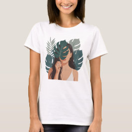 Camiseta Abstrato com fábrica de Monstera