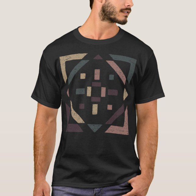 Camiseta Abstrato com os tons da Terra - Geometria Distante (Frente)