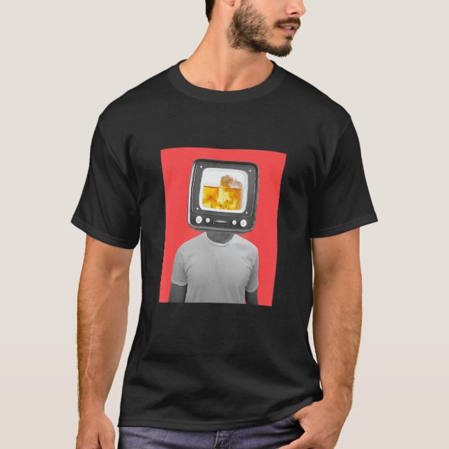 Camiseta Abstrato Concept Man with Beer Tv Head Illustratio (Frente)