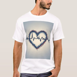 Camiseta Abstrato Coração com Design de Pulso