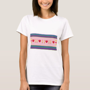 Camiseta Abstrato, Corações Rosa e Vermelho
