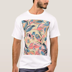 Camiseta Abstrato: creme floral geométrico.