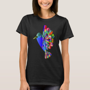 Camiseta Abstrato cromático Hummingbird Aquarela Arte das A