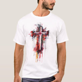 Camiseta Abstrato cruz com bíblia verso T-Shirt