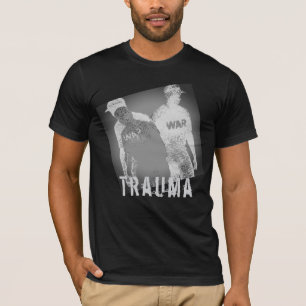 Camiseta abstrato da Imagem de Guerra "Trauma" em Cinza Neg