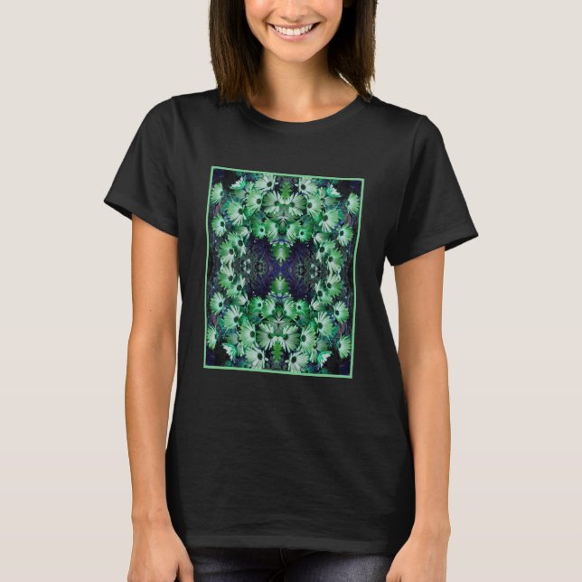 Camiseta Abstrato das Flores de Margarida Verde Africanas (Frente)