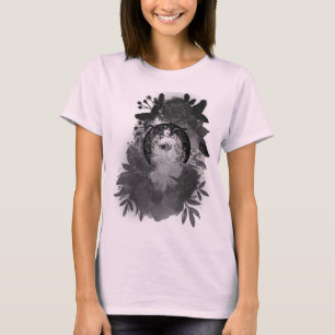 Camiseta Abstrato de Aquarela Art Noveau Preto e Branco
