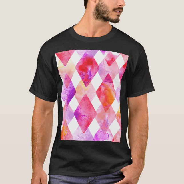 Camiseta Abstrato de Aquarela: Pintado Mão Sem Costura. (Frente)
