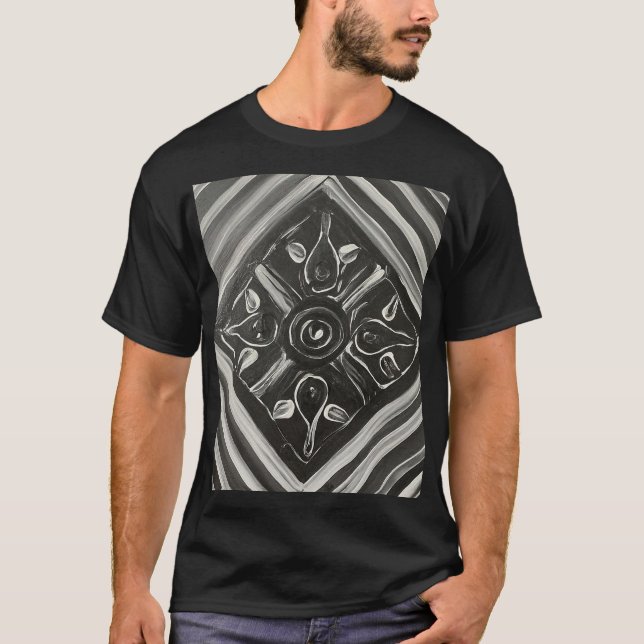 Camiseta Abstrato de Arte em Parede Negra (Frente)