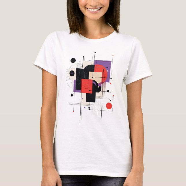 Camiseta Abstrato de Arte Moderna Formas Geométricas T-Shir (Frente)