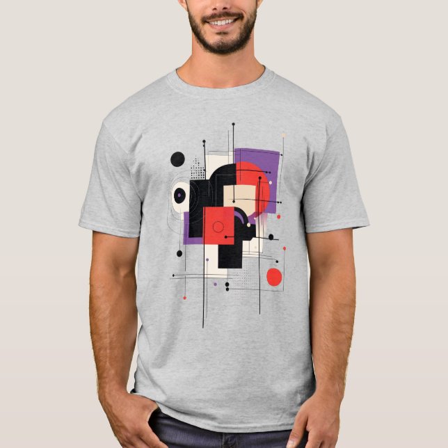 Camiseta Abstrato de Arte Moderna Formas Geométricas T-Shir (Frente)
