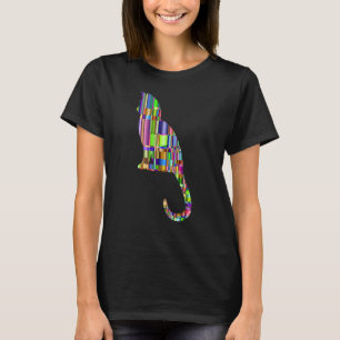Camiseta Abstrato de cromático Gato de Aquarela Gatinho Ado