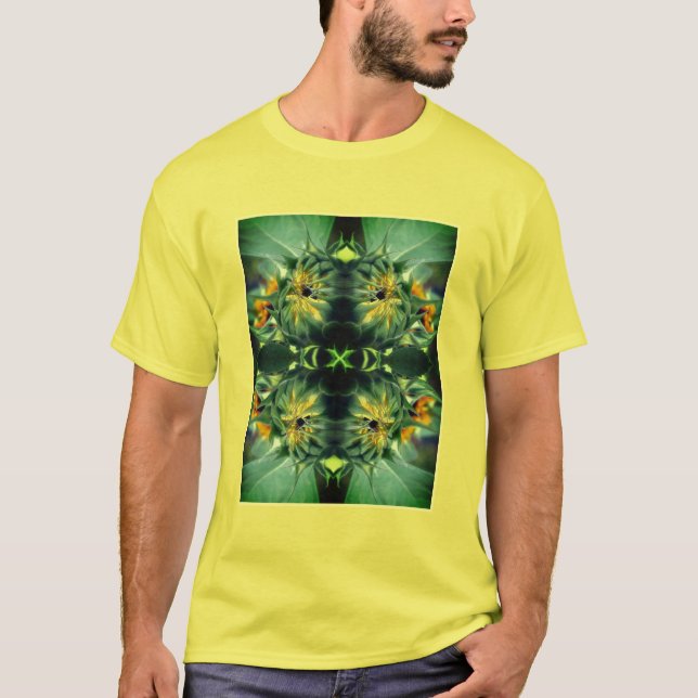 Camiseta Abstrato de desdobramento de girassol (Frente)