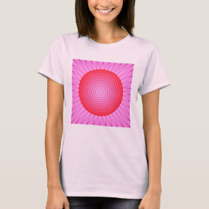 Camiseta Abstrato de explosão solar em coral, rosa e prata
