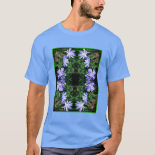 Camiseta Abstrato de Flores de Chicória Selvagem Azul