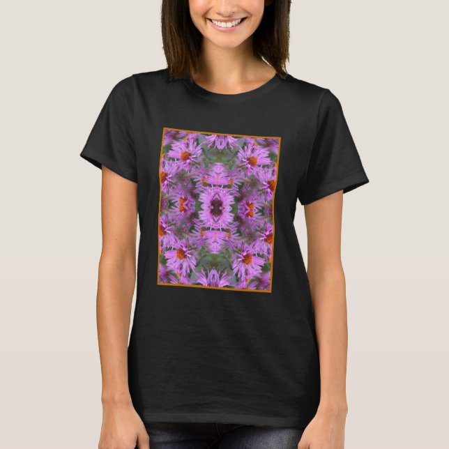 Camiseta Abstrato de Flores do Aster da Nova Inglaterra ros (Frente)