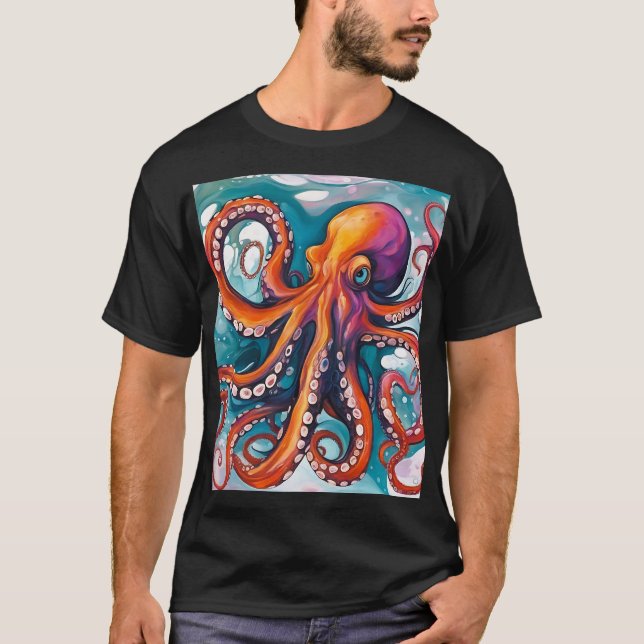 Camiseta Abstrato de Fluid Art Octopus (Frente)