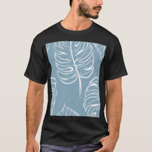 Camiseta Abstrato de Folha Tropical: Verde sem costura.