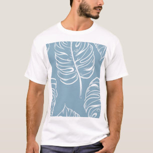 Camiseta Abstrato de Folha Tropical: Verde sem costura.
