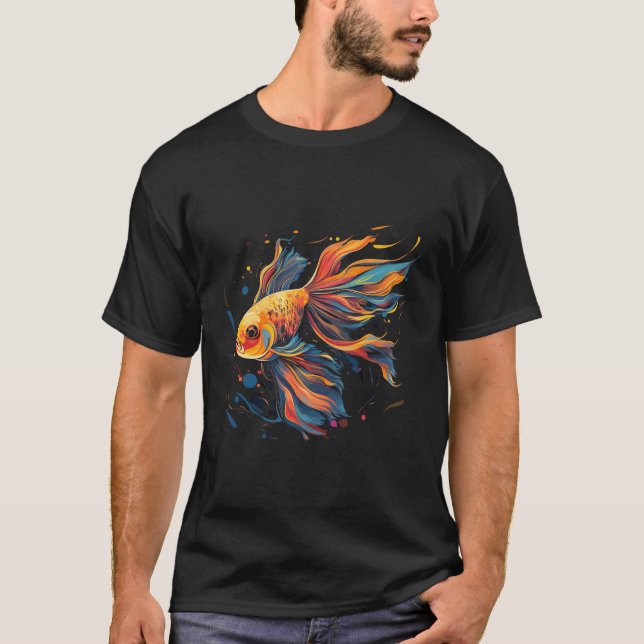 Camiseta Abstrato de Goldfish Colorful (Frente)