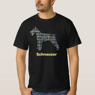 Camiseta Abstrato de Grade Y&B do Cachorro Schnauzer
