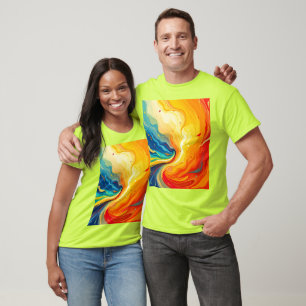 Camiseta Abstrato de incêndio e água