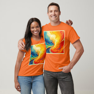 Camiseta Abstrato de incêndio e água