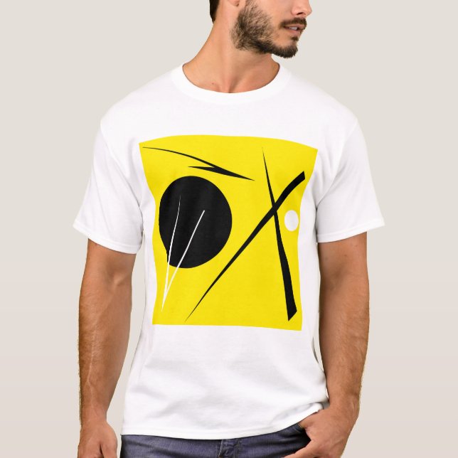 Camiseta Abstrato de minimalismo moderno amarelo preto bran (Frente)