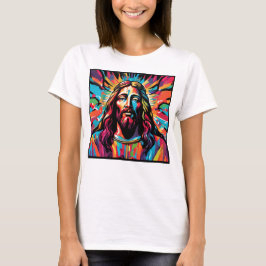 Camiseta Abstrato de Natal Colorida da Páscoa de Jesus Cris