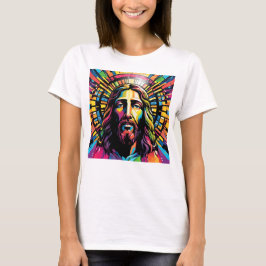Camiseta Abstrato de Natal Colorida da Páscoa de Jesus Cris