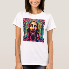 Camiseta Abstrato de Natal Colorida da Páscoa de Jesus Cris