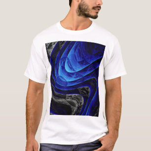 Camiseta Abstrato de onda azul, fundo de arte digital.