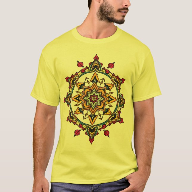 Camiseta Abstrato de padrão vibrante de formas geométricas  (Frente)
